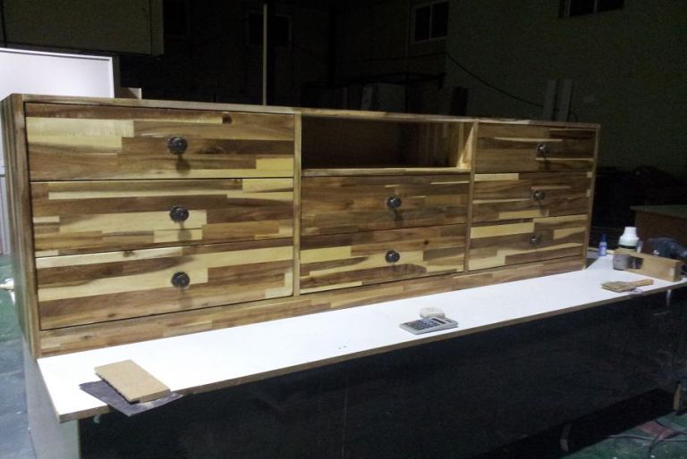 아카시아나무 거실장 